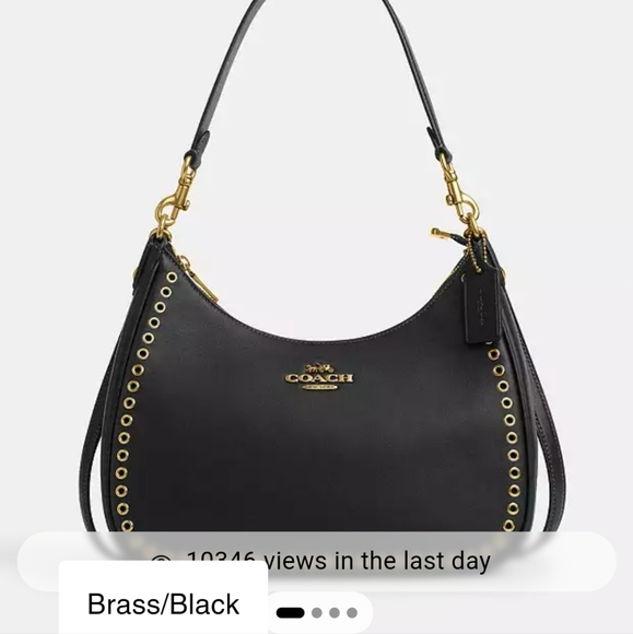 New! Coach Teri Hobo Bag with Grommets in Brass/Black - Picture 5 of 5